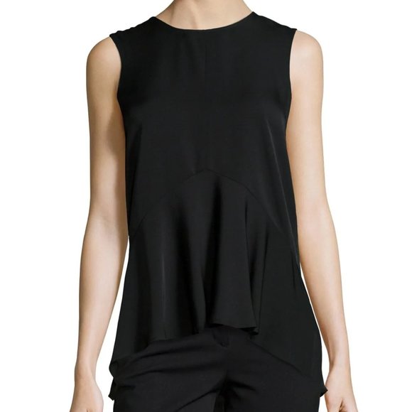 Theory Laycee Arched-Hem 100% Silk Blouse, Eggplant, Size P - Picture 7 of 9